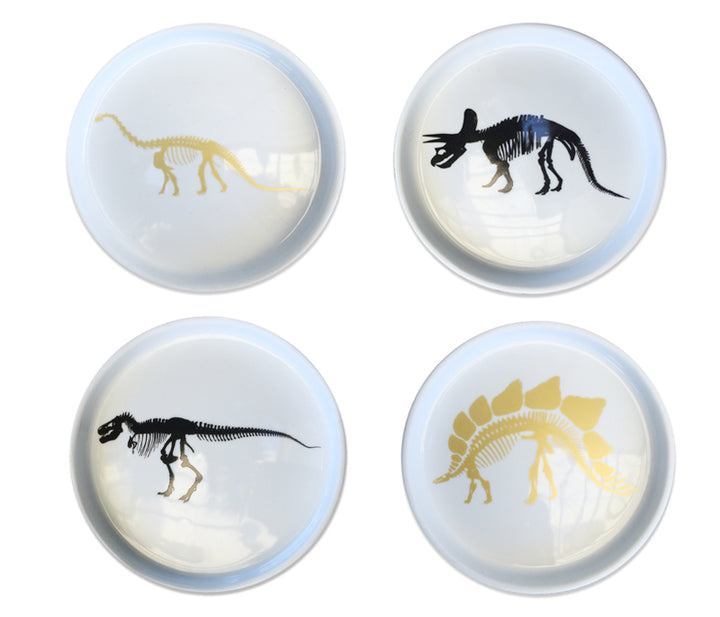 Gold Fossil Dinosaur Trinket Plates