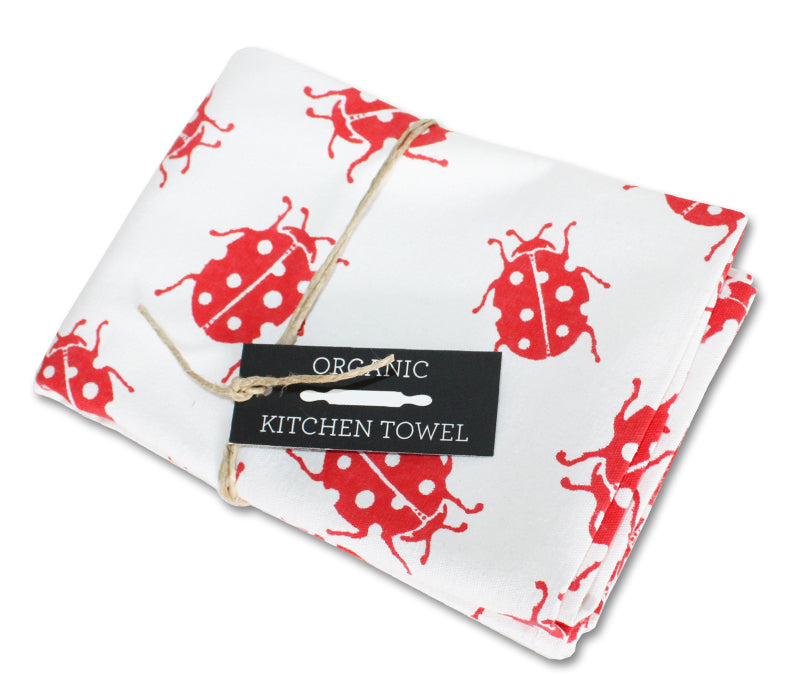 Organic Red Ladybug Kitchen Towel