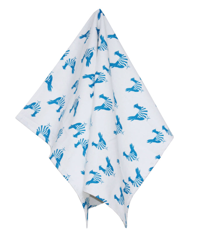 Organic Cotton Blue French Hens Towel