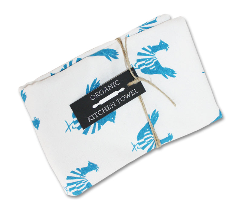 Organic Cotton Blue French Hens Towel