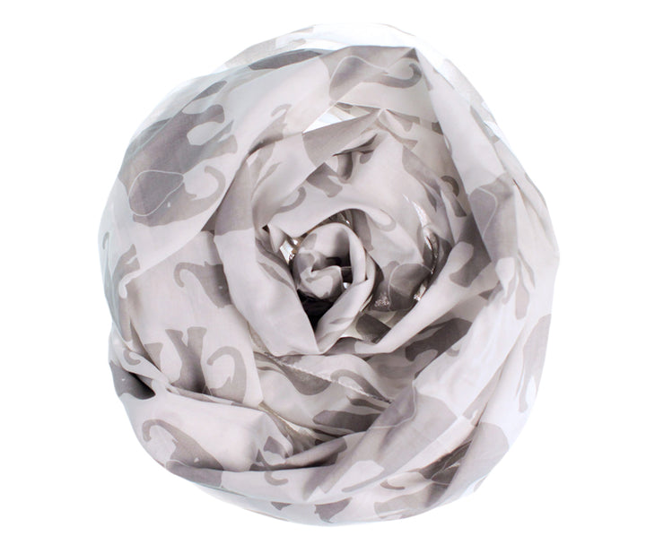 Grey Elephants Organic Cotton Voile Scarf