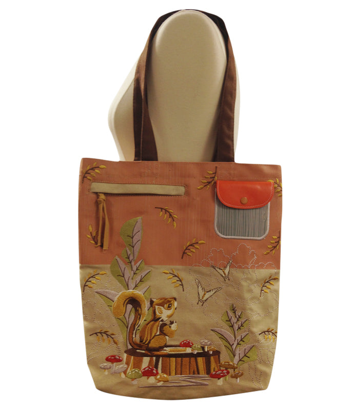 Garden Squirrel Canvas Tote