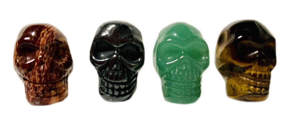 Assorted Carved Gemstone Miniature Skulls