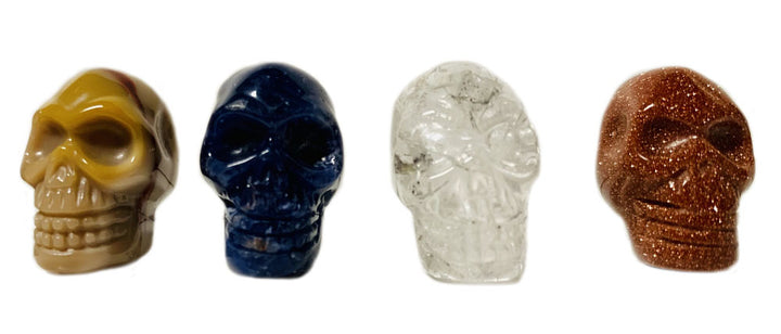 Assorted Carved Gemstone Miniature Skulls