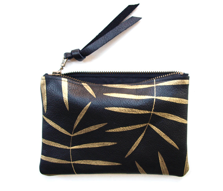 Golden Palm Mini Leather Pouch
