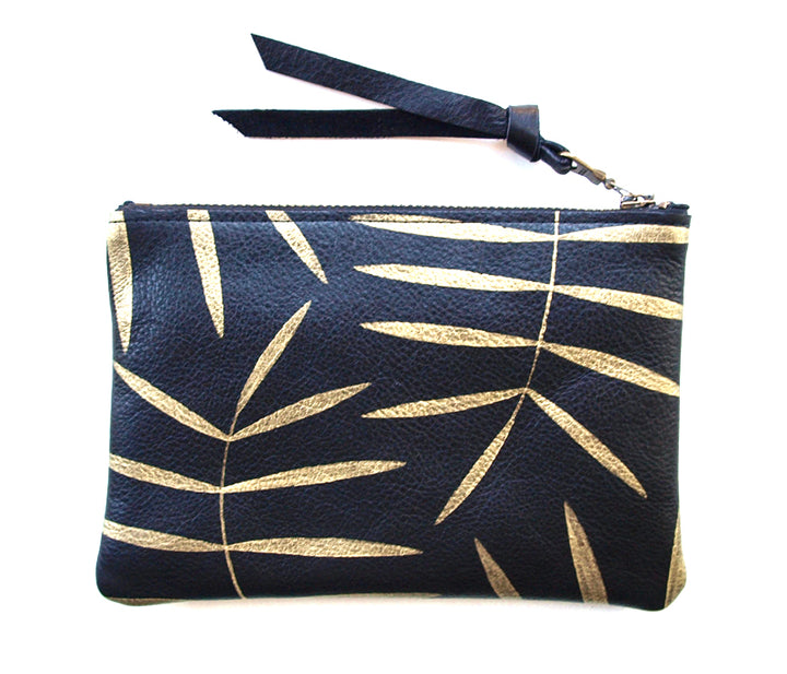 Golden Palm Mini Leather Pouch