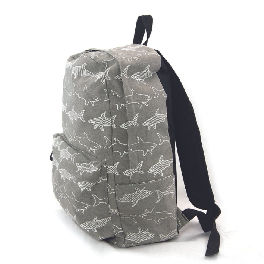 Gray Canvas Sharks Backpack