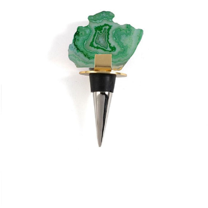 Green Sliced Agate Bottle Stopper