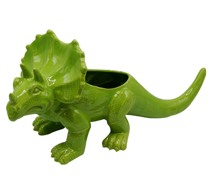 Green Triceratops Dinosaur Planter