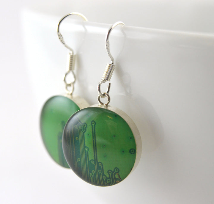 Circuit Board Earrings with Sterling Silver Findings