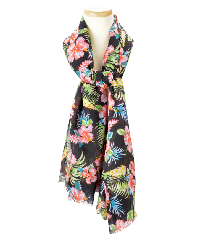 Multi-Colored Hibiscus Scarf
