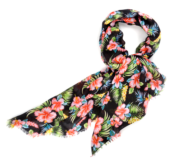 Multi-Colored Hibiscus Scarf