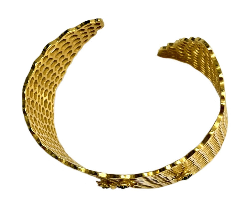 18K Gold Plated Honeycomb and Bees Bracelet overview
