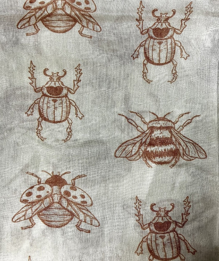 36 Inch Square Insects Scarf Closeup