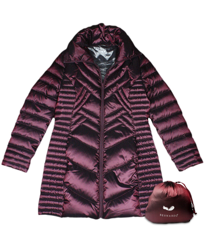 Ladies Iridescent Packable Goose Down Walker Jacket - Mulberry