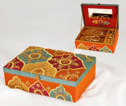 Embroidered Silk Jewelry Box