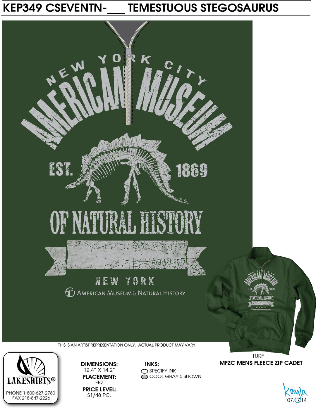 Men's Zip Stegosaurus AMNH Hoodie