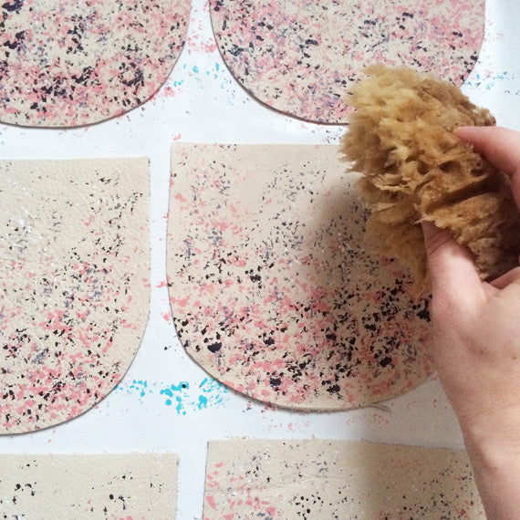 Pink Speckled Leather Pouch