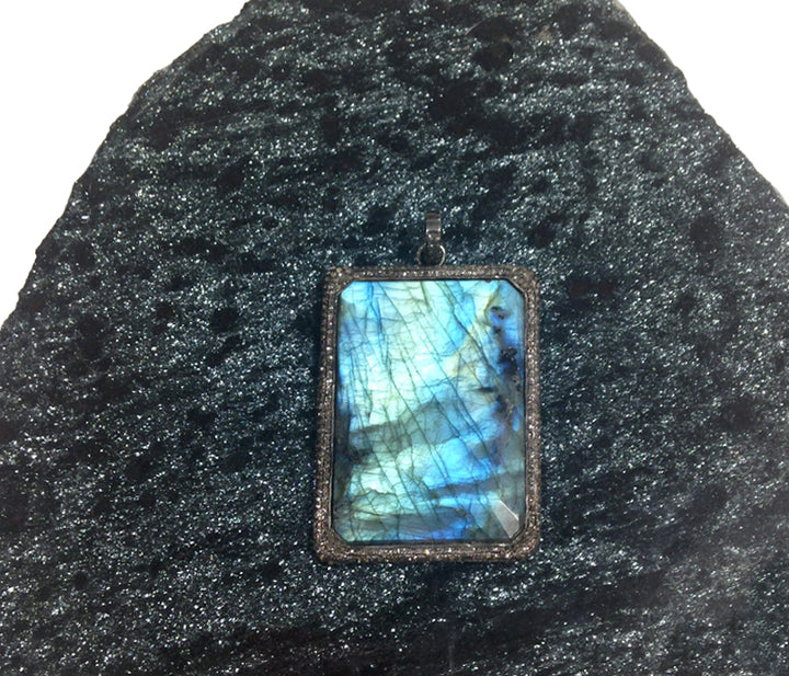 Labradorite Diamond Pendant