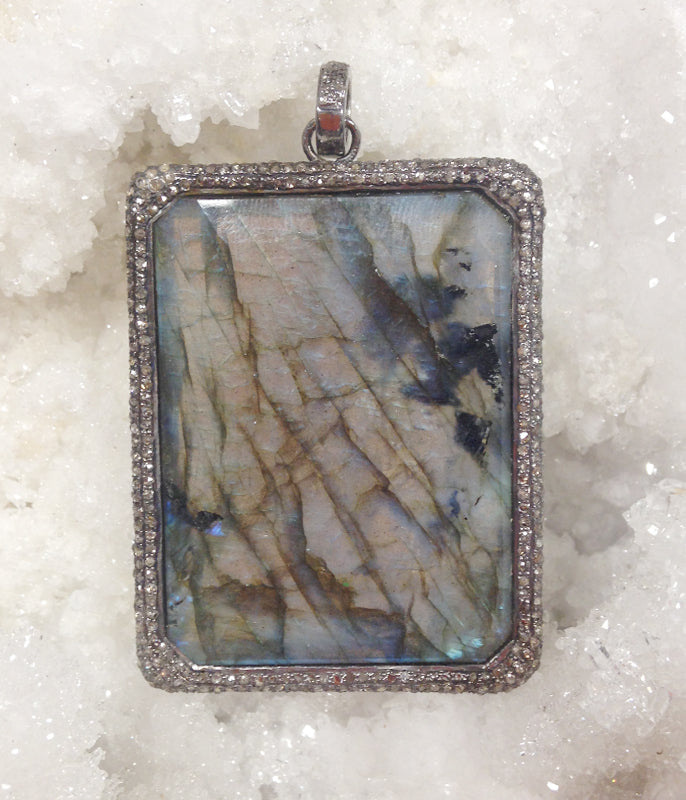 Labradorite Diamond Pendant