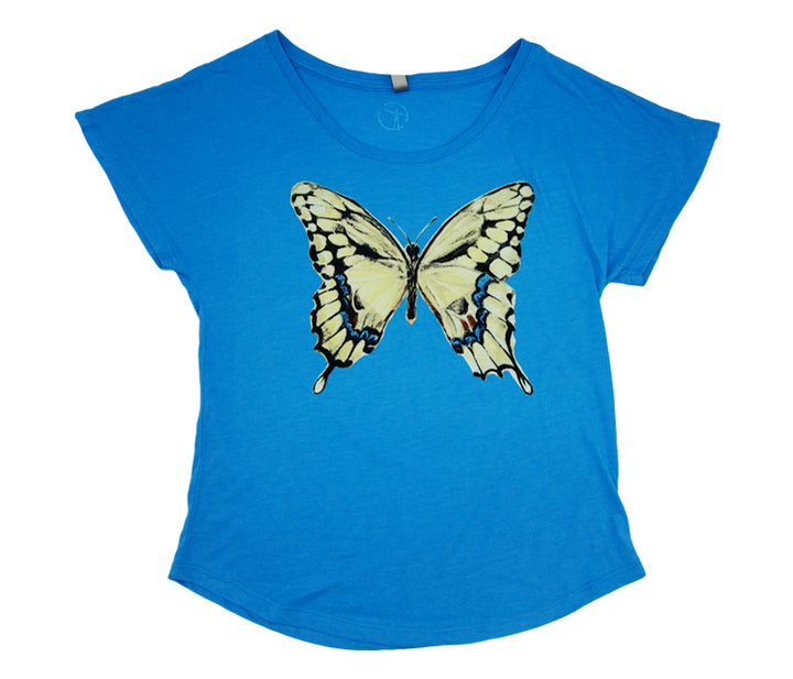 Ladies Watercolor Butterfly Dolman Tee