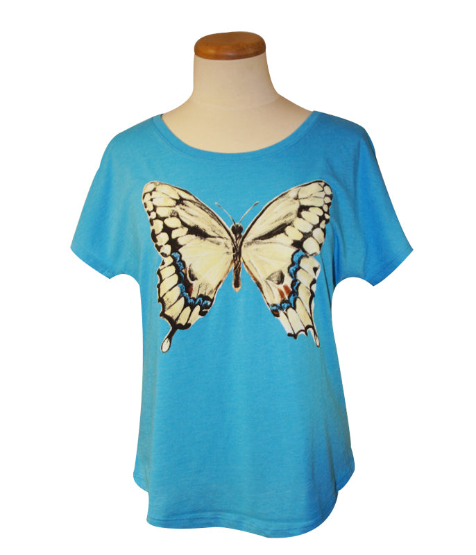 Ladies Watercolor Butterfly Dolman Tee