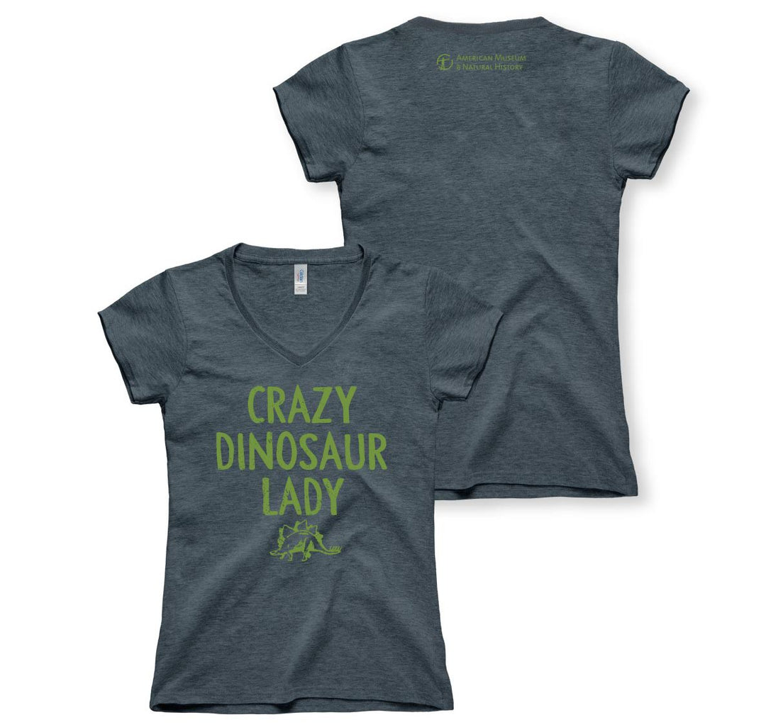 Crazy Dinosaur Lady V-Neck Tee