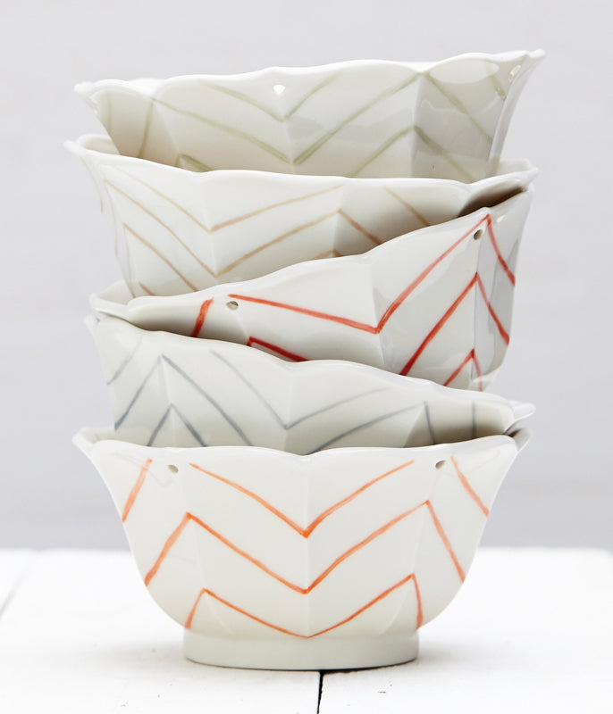 Chevron Hanging Succulent Planter in Porcelain