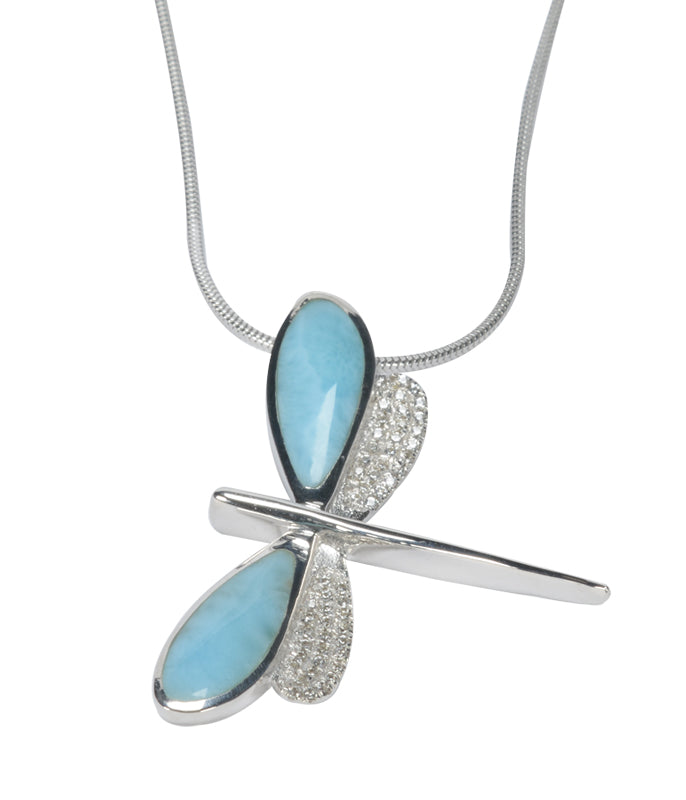 Larimar Dragonfly Necklace by MarahLago