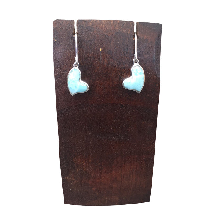 Larimar Floating Heart Earrings