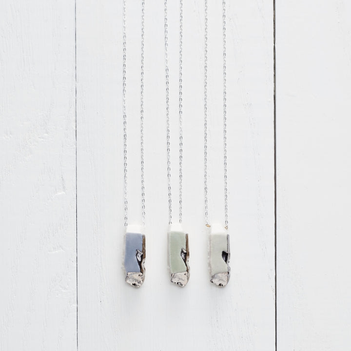 Small Porcelain Crystal Necklace with Platinum Luster
