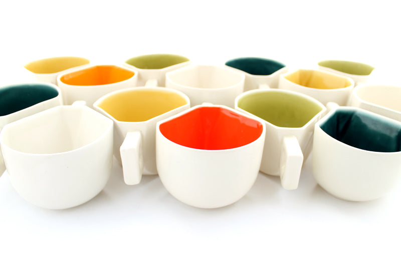 Wood Grain Faceted Coffee Mug