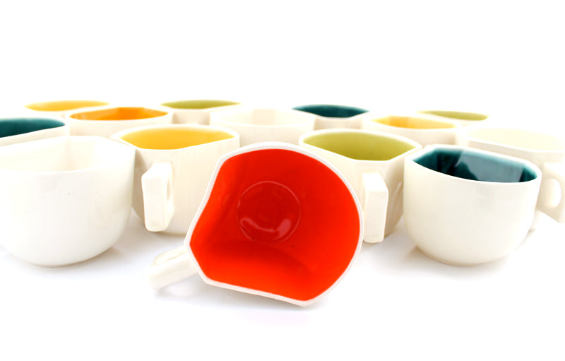 Wood Grain Faceted Coffee Mug