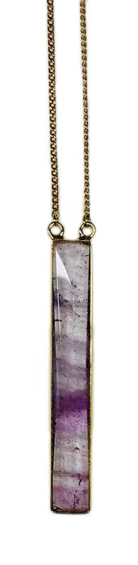 Genuine Amethyst Vertical Stick Necklace