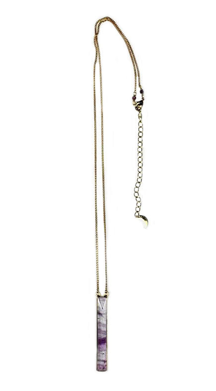 Genuine Amethyst Vertical Stick Necklace