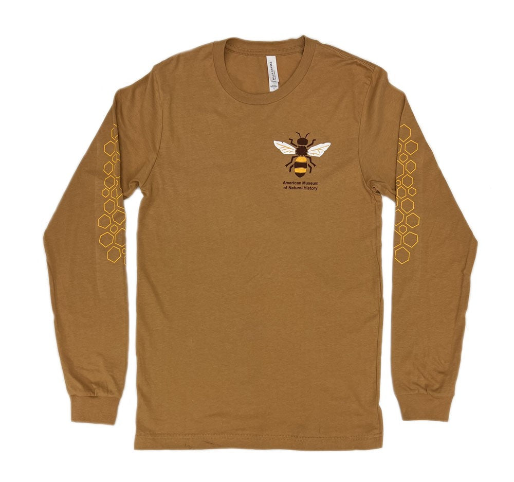 Adult AMNH LS Lt Brown Bee T-Shirt