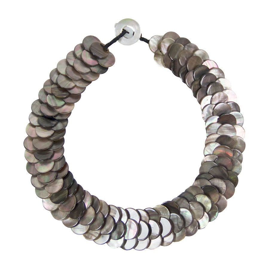 Black Mother-of-Pearl Woven Necklace