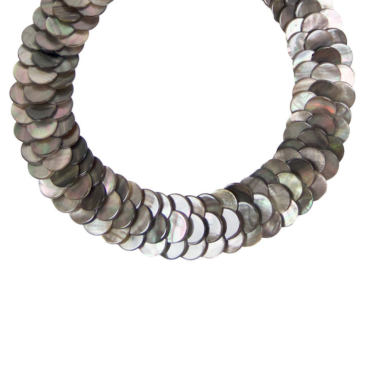 Black Mother-of-Pearl Woven Necklace