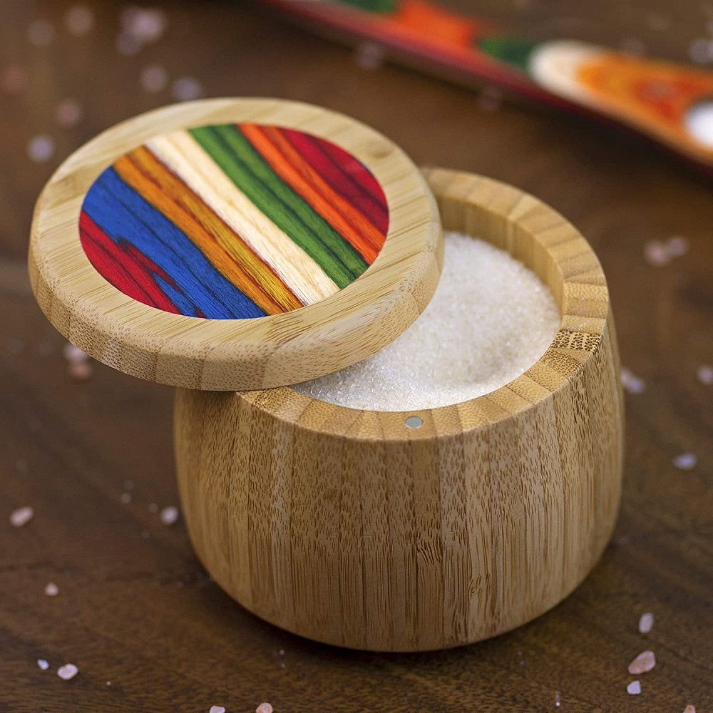 Marrakesh Rainbow Birch and Bamboo Salt Box Detail