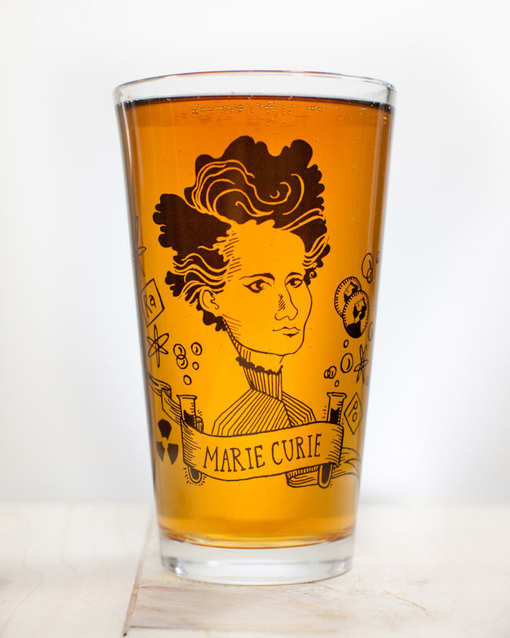 Marie Curie Heroes Pint Glass
