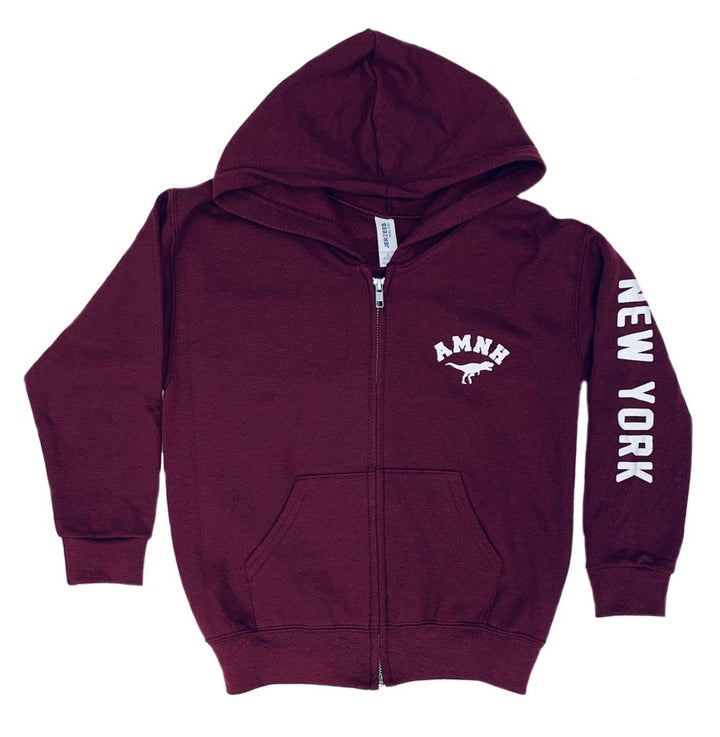 Youth Maroon AMNH Collegiate Zip Hoodie