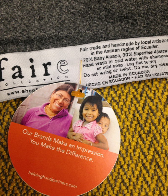 Men's Gray and Yellow Alpaca Infinity Scarf