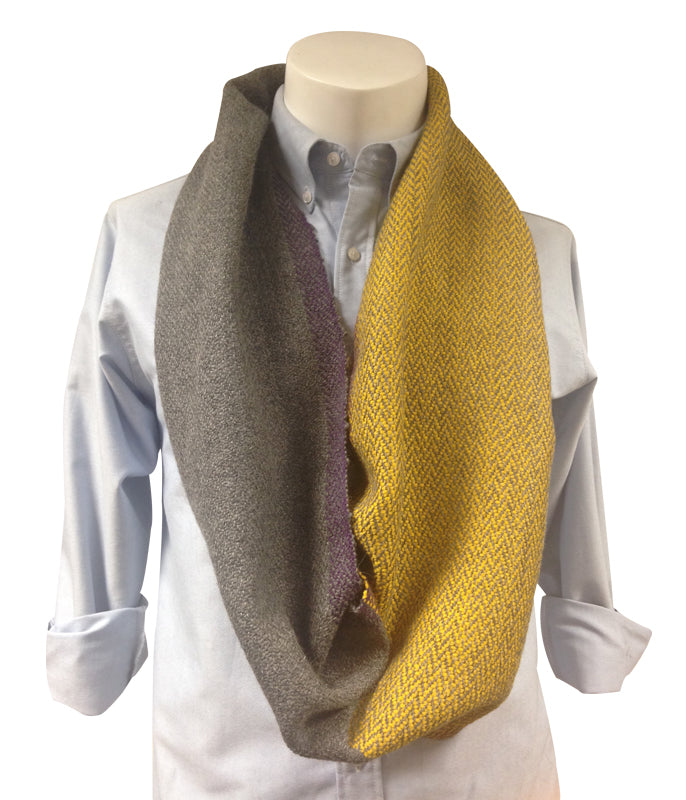 Men's Gray and Yellow Alpaca Infinity Scarf