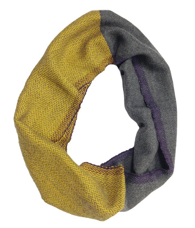 Men's Gray and Yellow Alpaca Infinity Scarf