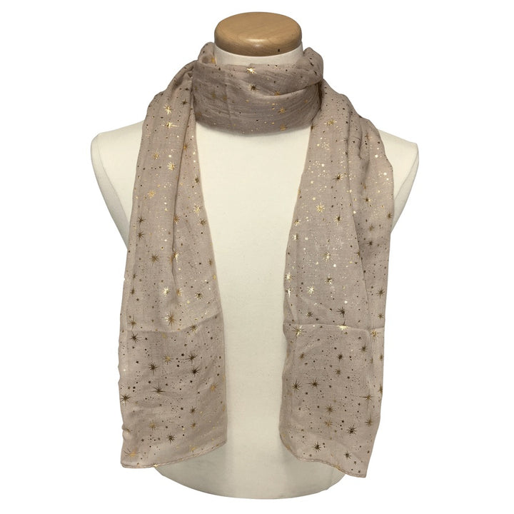 Gold Metallic Stars Scarf