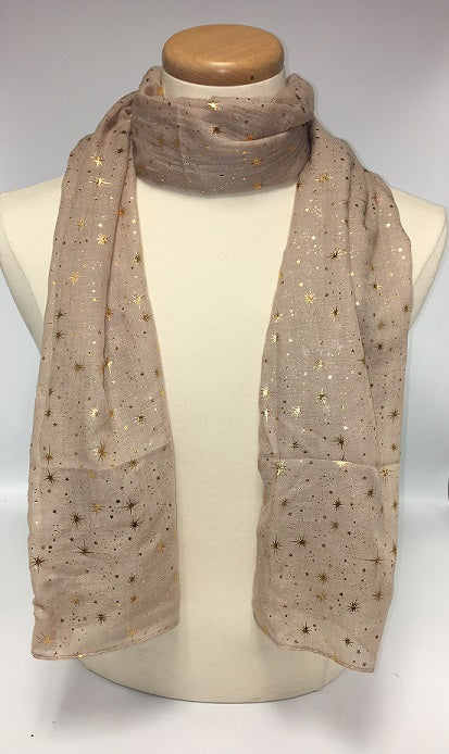 Gold Metallic Stars Scarf