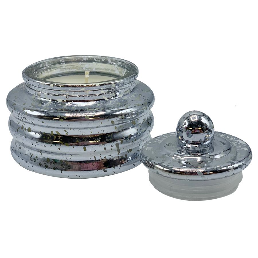 Cypress and Fir Candle in Silver Mirrored Glass Mini Pot