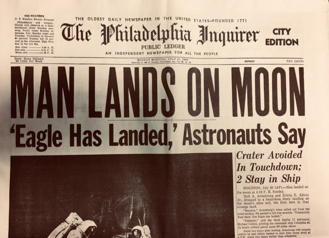 Man Lands On Moon 1969 Newspaper Reprint