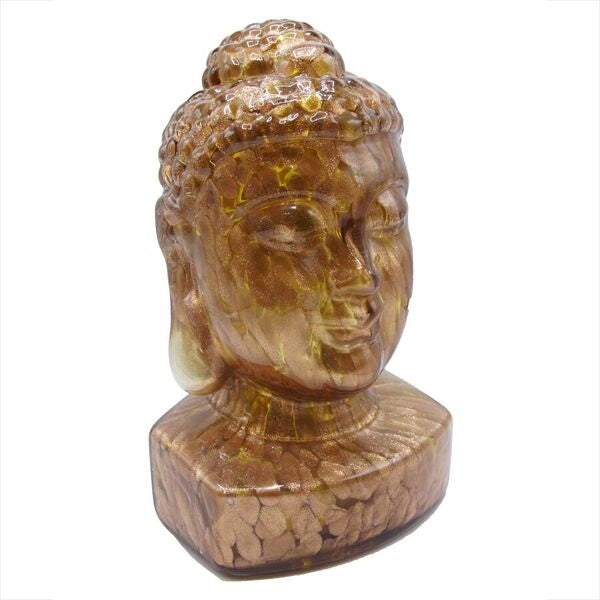 Large Guanyin Swirled Copper Glass Buddha Head