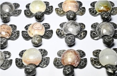 2 Inch Carved Marble Sea Turtle  colors